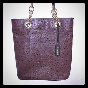 Cynthia Rowley Ostrich Embossed Leather Tote NWOT